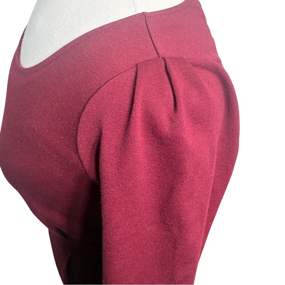 Banana Republic Burgundy Puff Shoulder Sheath Dress Work Party Maroon Size 6 - Picture 5 of 11